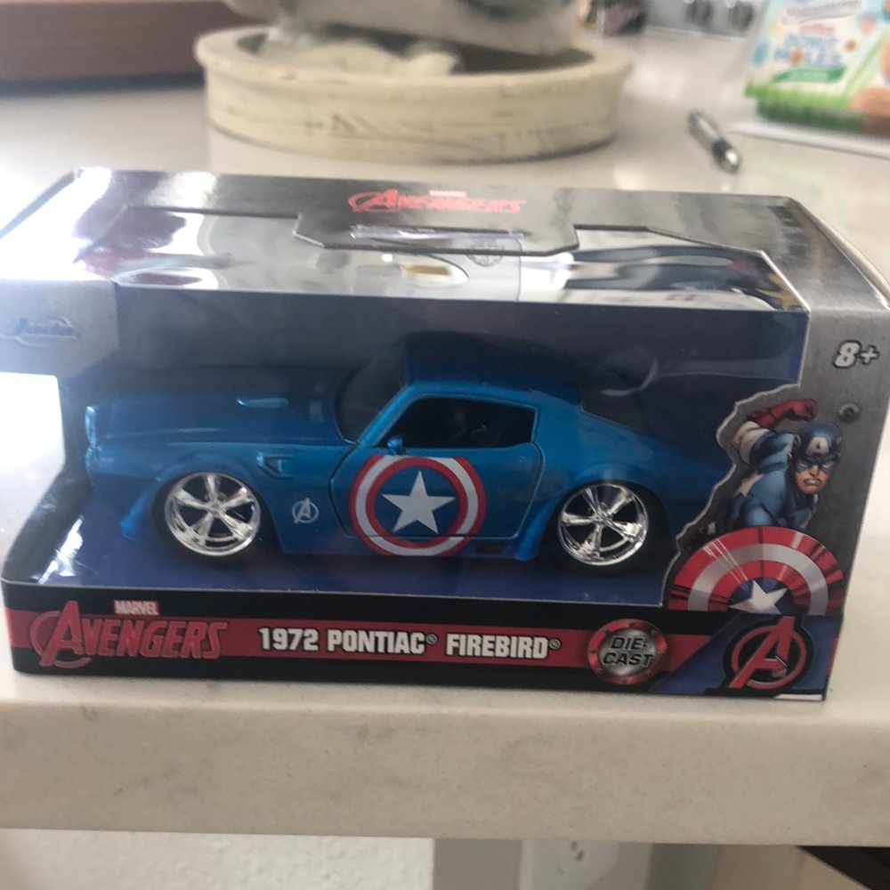 Marvel Avengers Blue 1972 Pontiac Firebird Toy Car
